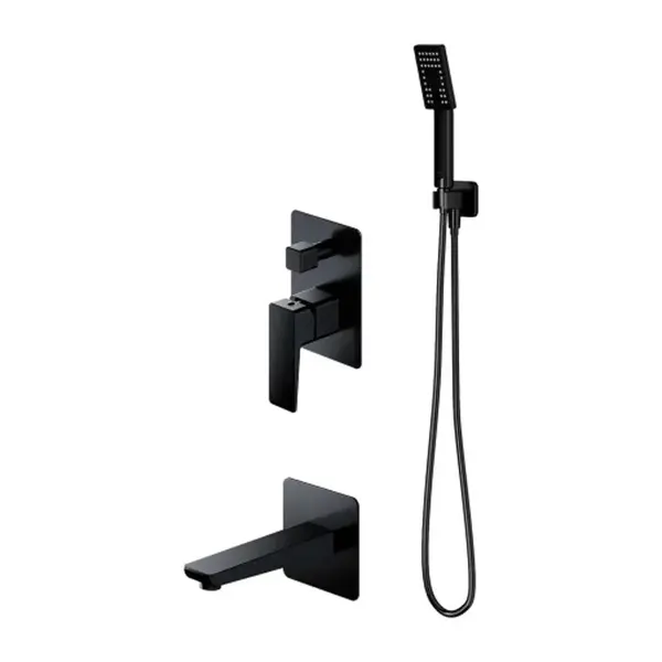 OMNIRES Parma - Vanová baterie pod omítku, 3-otvorová instalace, s tělesem, s příslušenstvím, matná černá SYSPMW01BL