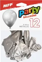 Balónek nafukovací 12ks sáček metal 26cm stříbrný