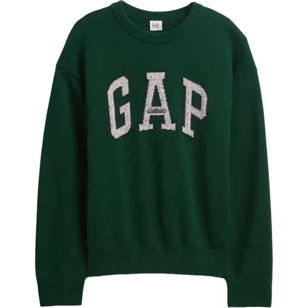 GAP V-JPN GAP ATHLETIC LOGO INTARSIA CREW Chlapecký svetr, tmavě zelená, velikost