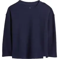 GAP V-LS COZY WAFFLE CREW Dětské tričko, tmavě modrá, velikost 2Y