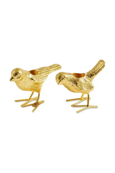 Sada svícnů Pols Potten flock of birds 12,5 x 5 x 7 cm 2-pack žlutá barva
