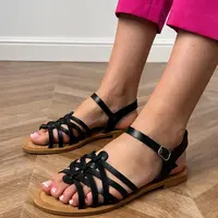 Gemre Black woven flat sandals Selvira