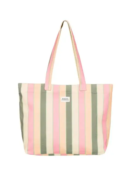 Roxy plátěná taška Sweeter Than Honey Agave Green Very Vista Stripe | Béžová | Velikost One Size | 100% bavlna