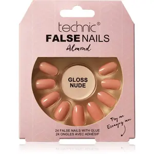 Technic Cosmetics False Nails Almond umělé nehty Gloss Nude 24 ks