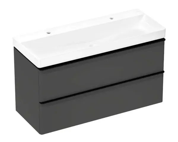 Hansgrohe Xelu Q - Skrinka s dvojumývadlom, 63x118x50 cm, 2 zásuvky, matná biela/štruktúrovaný bronz 54387670