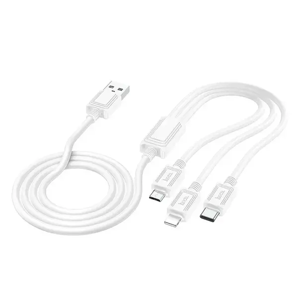 Hoco kabel 3v1 USB - Lightning / Micro USB / USB-C, 1 m, bílý