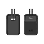 Bezdrátová Powerbanka se 2 vestavěnými kabely, 10000mAh, USB-C + Lightning, 15W, černá