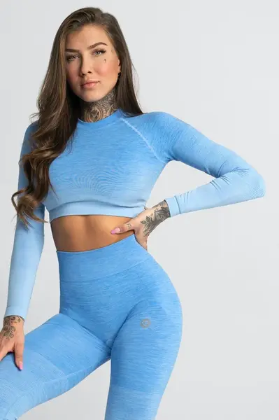 Gym Glamour Crop-Top bezešvý Blue Ombre, modrá, XS