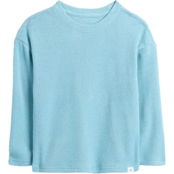 GAP V-LS COZY WAFFLE CREW Detské tričko, svetlomodrá, veľkosť 2Y