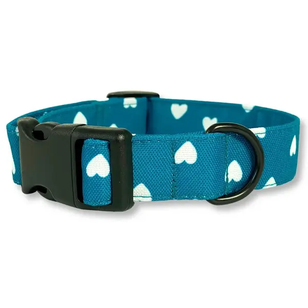 PafDog® Obojek pro psy LÁSKA - tyrkysový se srdíčky PAF-524