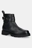 Kožené kotníkové boty Baldinini dámské, černá barva, na plochém podpatku, D6B427P1VIBT