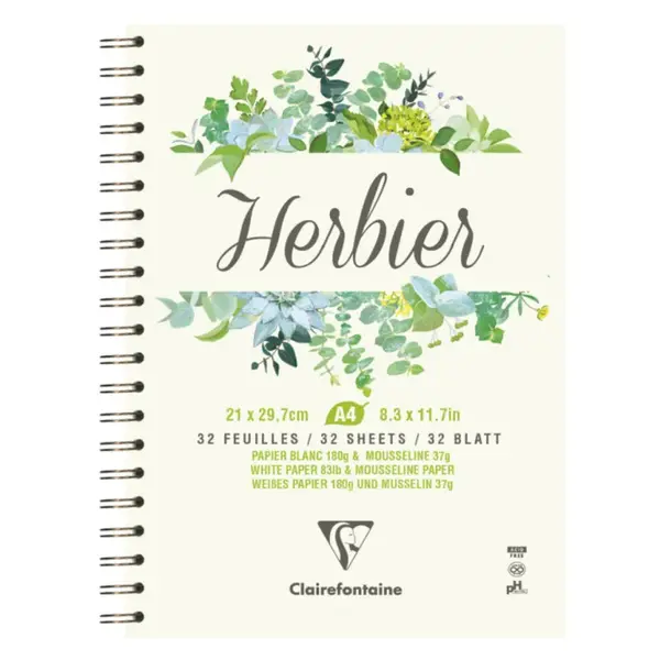 Kroužkový herbář Clairefontaine A4 180g – 32 listů