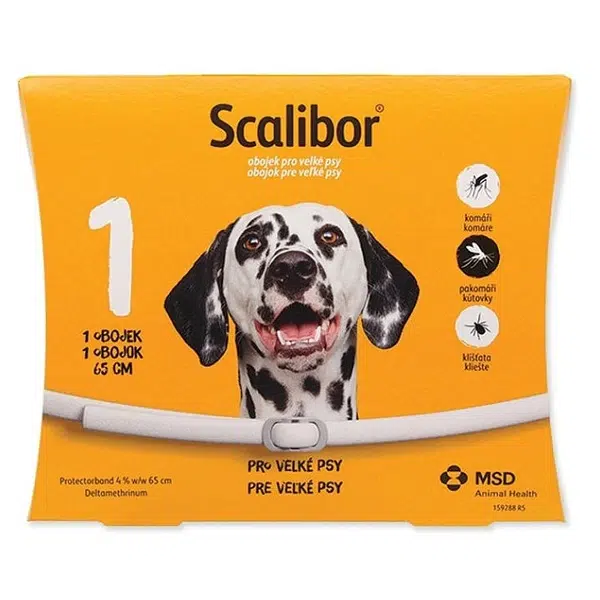 SCALIBOR Antiparazitní obojek pro velké psy 65 cm, poškozený obal