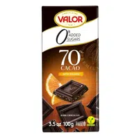 VALOR Čokoláda 70 % kakaa s kousky pomeranče bez přídavku cukru 100 g