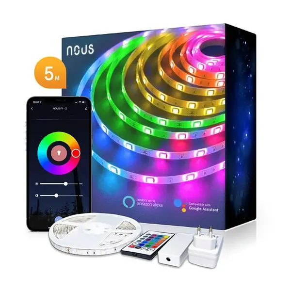 Smart LED pásek 12V 40LED/m IP44 18W RGB NOUS F1 5m WiFi Tuya