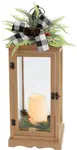 Hnedý lampáš s LED a časovačom, 51 cm