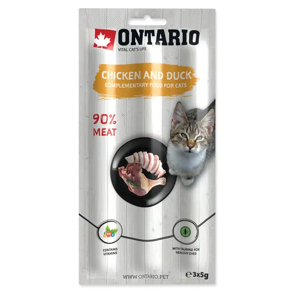 ONTARIO Pochoutka tyčinky kuřecí a kachní 3 x 5 g