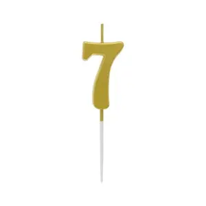 Svíčka číslo 7 zlatá 9,5 cm