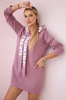 Šaty s kapucí Oversize tmavě růžové