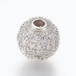 Brass Micro Pave Cubic Zirconia Beads