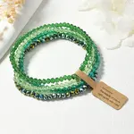 4Pcs Faceted Electroplated Glass Round Beaded Stretch Bracelet Set for Women