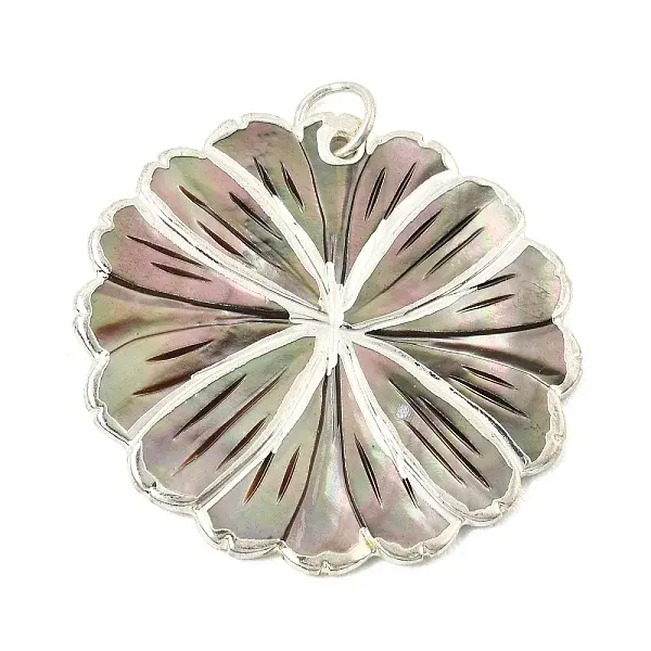 Plated Natural Black Lip Shell Pendants