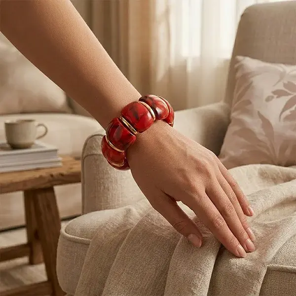 Resin 304 Stainless Steel Elastic Bangles for Women