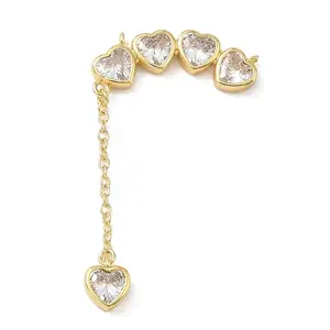 Brass Micro Pave Clear Cubic Zirconia Dangle Pendant Connector Charm