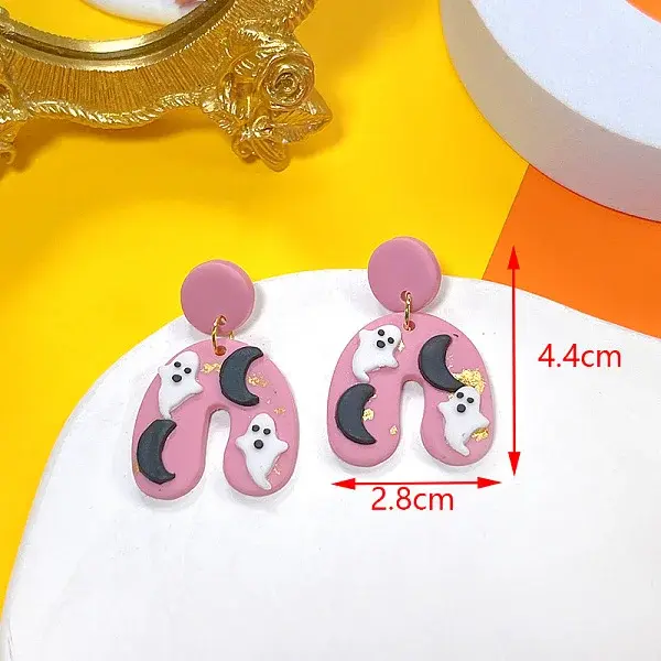 Halloween Alloy Polymer Clay Dangle Stud Earrings