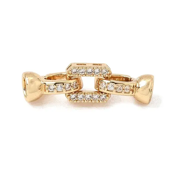 Brass Micro Pave Clear Cubic Zirconia Fold Over Clasps