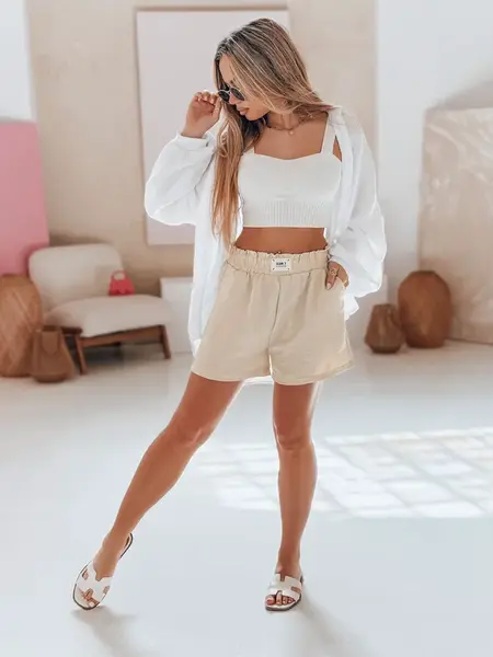 Dámské béžové šortky s vysokým pasem