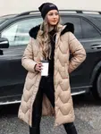 Kurtka damska pikowana długa WINTERACT beżowa Dstreet