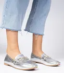 Gemre Silver elegant loafers with rhinestones Banzao