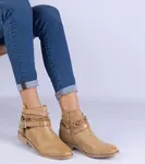 Gemre Brown flat ankle boots with cutout and buckle Savaner