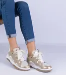 Gemre Beige women's sneakers with decorative lacing Grejs