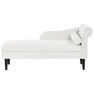 Beliani ČALOUNĚNÉ LEHÁTKO CHAISE LONGUE PRAVOSTRANNÉ Látka Krémově bílé Yvoire