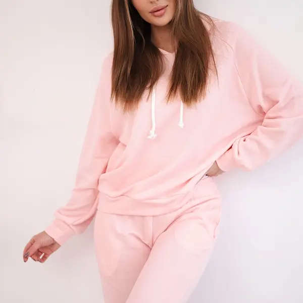 Mikina s kapucí pudrově růžová