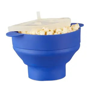 Relaxdays POPCORNOVAČ Modrá do mikrovlnky