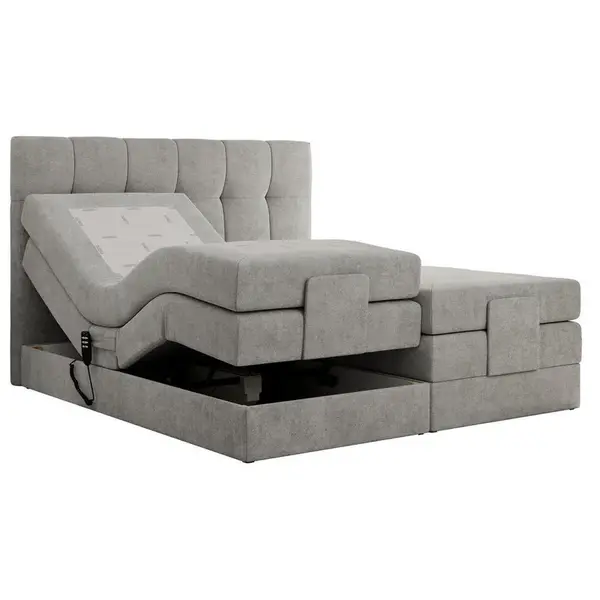 MKS POSTEL BOXSPRING VITTORIA 180/200 - Světle šedá Strukturovaná látka - H3