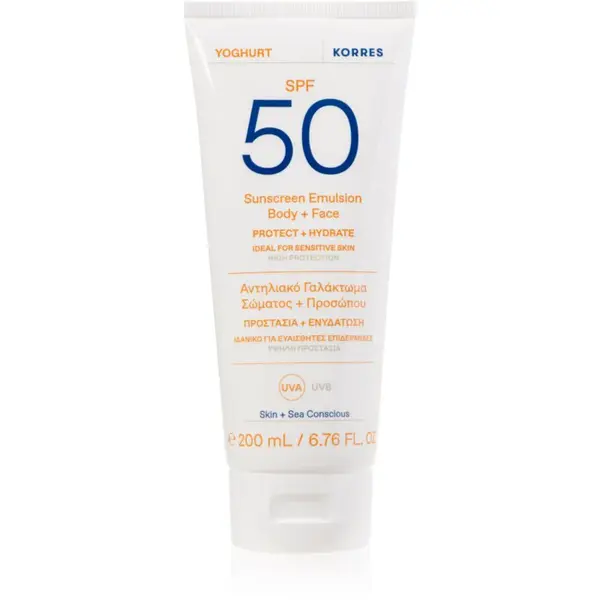 Korres Yoghurt Sunscreen opalovací emulze s hydratačním účinkem SPF 50 200 ml