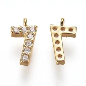 Brass Micro Pave Clear Cubic Zirconia Charms