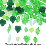 270Pcs 9 Styles Transparent Acrylic Pendant