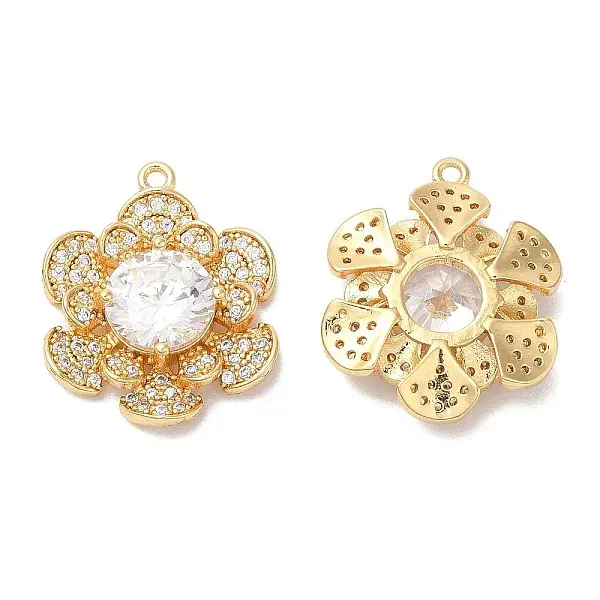 Brass Micro Pave Cubic Zirconia and Glass Charms