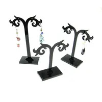 Black Pedestal Earring Tree Stand Jewelry Display Holder Showcase
