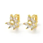 Brass Micro Pave Cubic Zirconia Hoop Earring