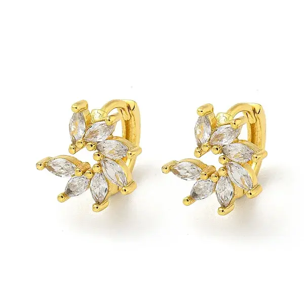 Brass Micro Pave Cubic Zirconia Hoop Earring