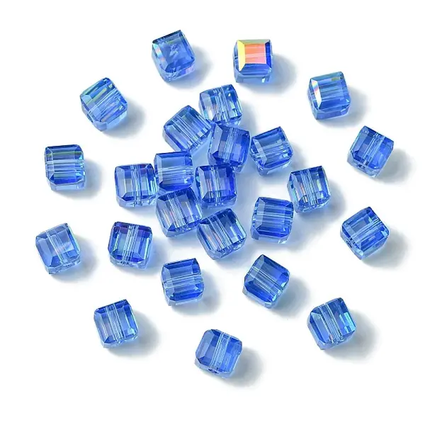 100Pcs Transparent Electroplate Glass Beads