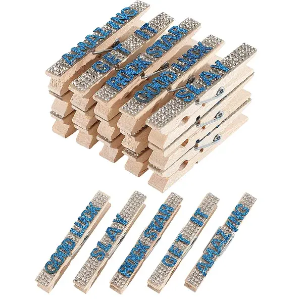 30Pcs 5 Styles Cheerleading Rhinestone Spirit Clips