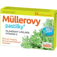 Dr. Müller Müllerovy pastilky® islandský lišajník bez cukru zdravotnícky prostriedok pri ťažkostiach s hlasom 36 ks