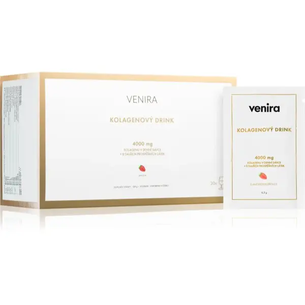 Venira Kolagénový drink prášok na prípravu nápoja pre krásne vlasy, pleť a nechty príchuť Strawberry 30 ks